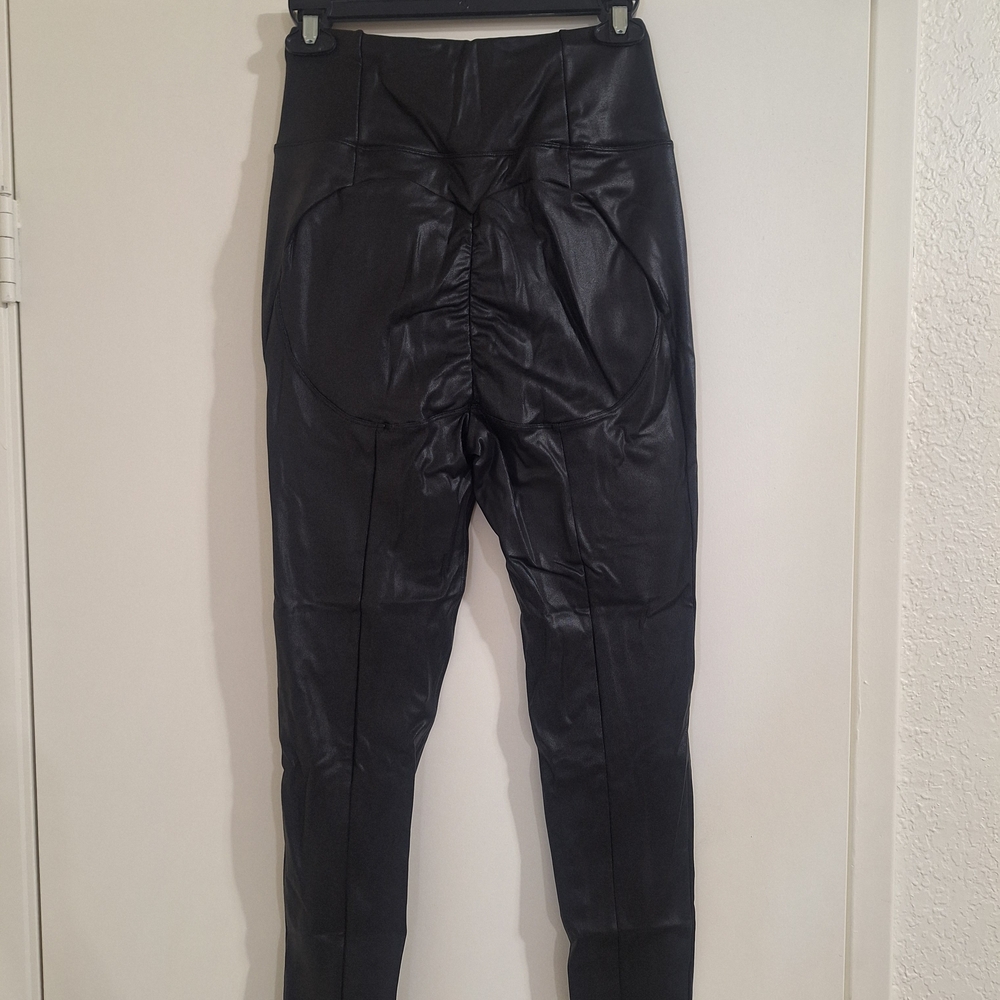 Black High-Waisted Faux Leather Pants